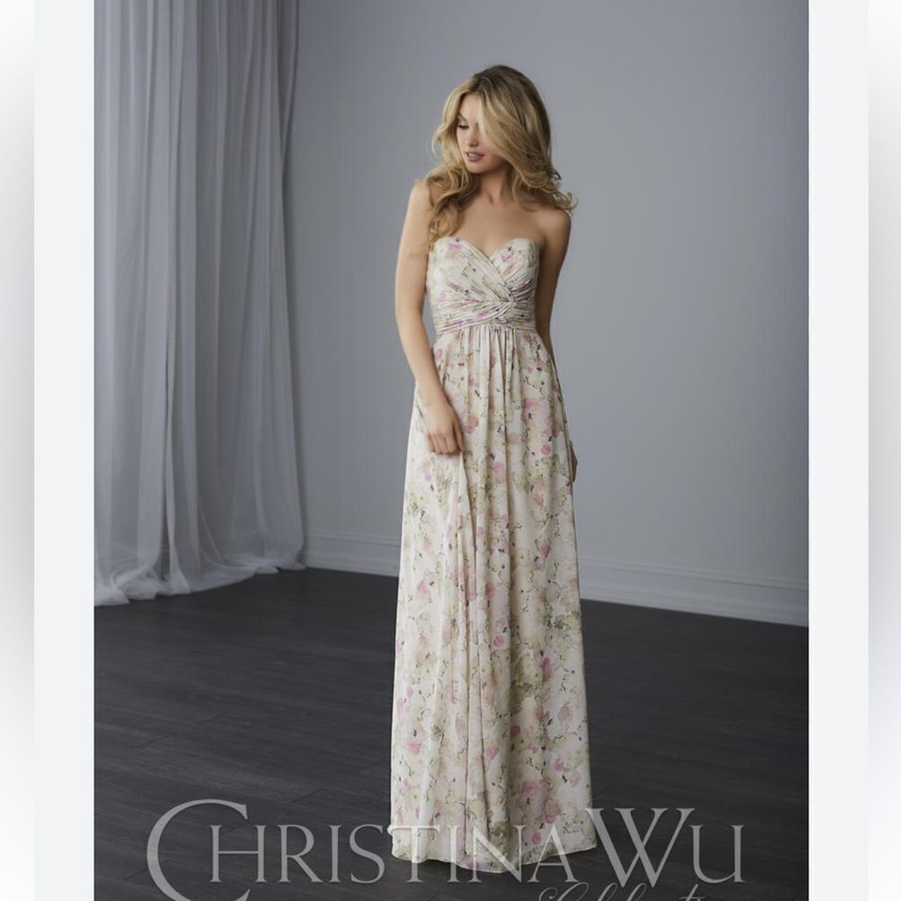 Christina Wu Blush Bouquet Floral Dress Bridesmaid Prom Women’s 14